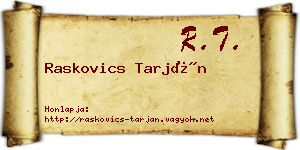 Raskovics Tarján névjegykártya