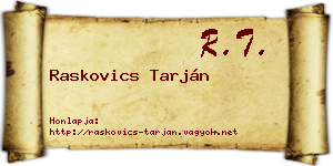 Raskovics Tarján névjegykártya
